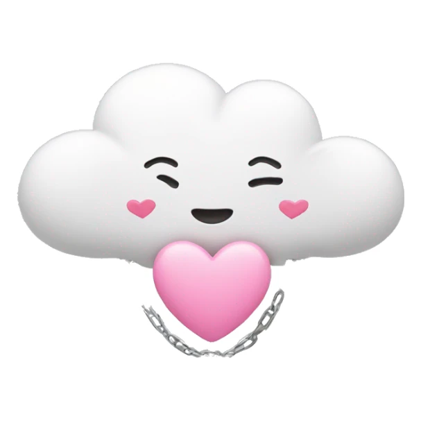 white cloud with 3 chains hanging with pink heart  sticker