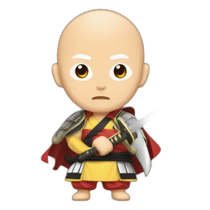 saitama serious puncho with a katana on his right hand sticker