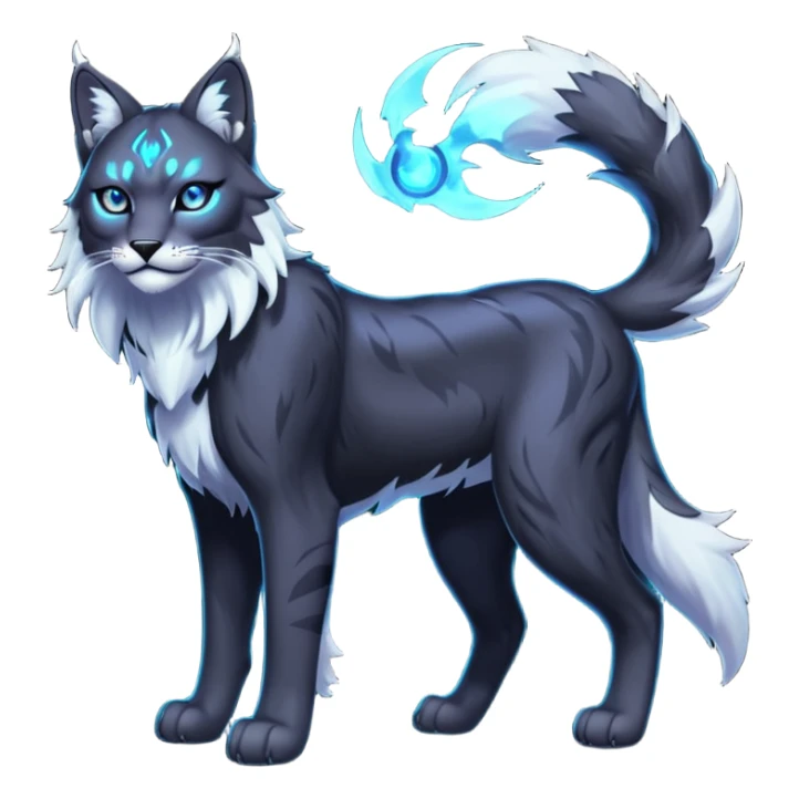 Create a single emoji of a Void Lynx in full body, shown at a slight side angle in a natural, characteristic pose with a mystical void aura. 

 sticker