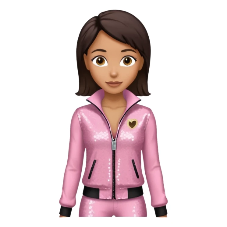 Jada Pinkett Smith with dark brown hair, light pink sequin outfit sticker