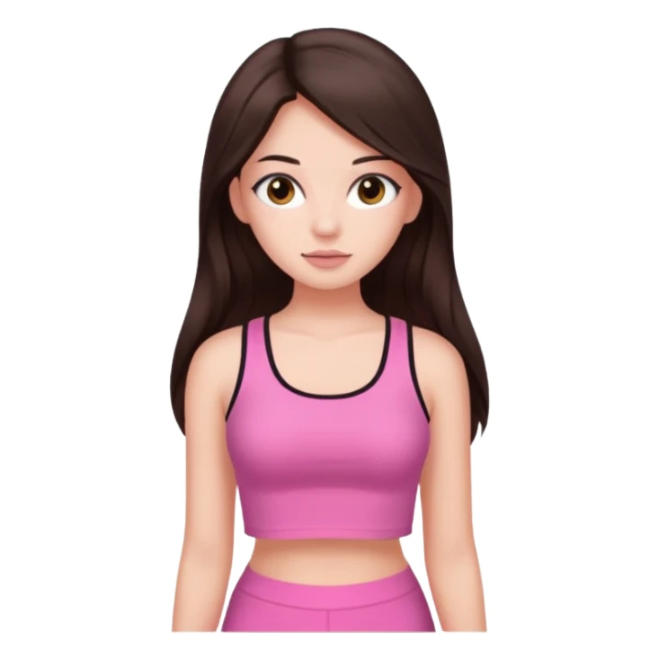 Azzyland with long dark brown hair, pink crop top sticker