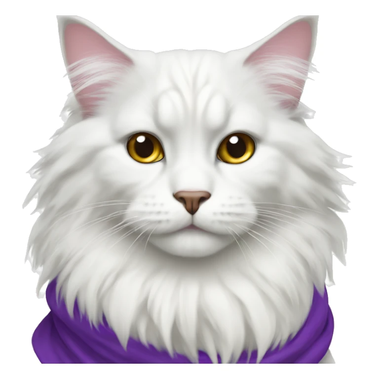 White main coon with purple scarf  sticker