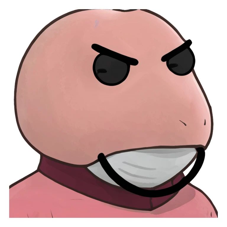 Squid Game pink guard mask with circle shape on face, 3D style, detailed sticker