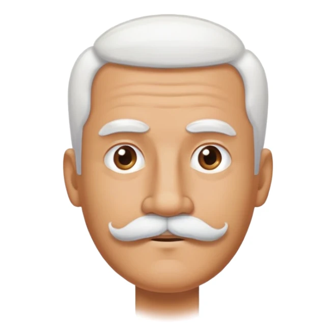 man with oval-shaped flat-top head and bushy white mustache sticker