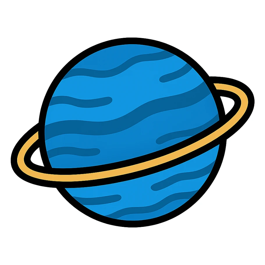 the planet Neptune with its rings, detailed, visually clear, no text, icon style sticker