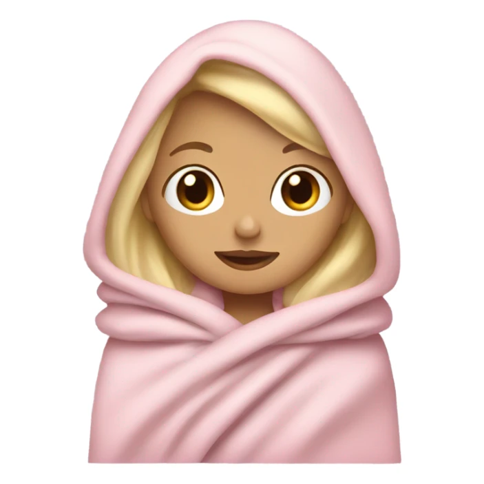 Cozy blonde girl wearing light pink Snuggie blanket sticker