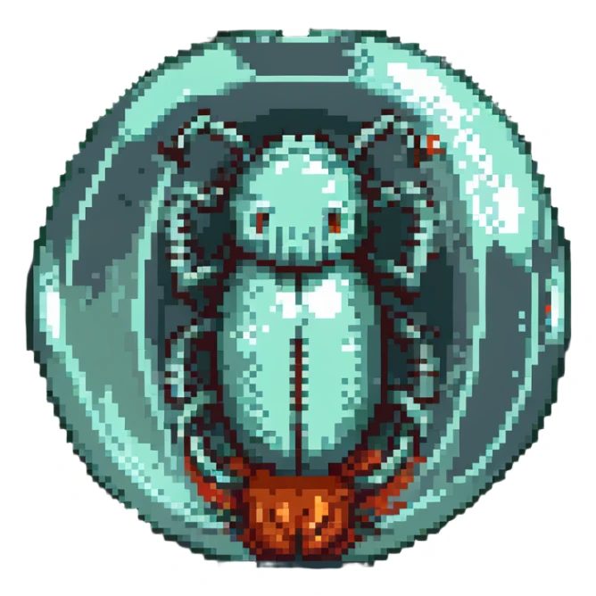 MRI embryo digital fetal small shape in otherworldly bubble, eerie, horror, pupa, crystalis, in-utero, sea-life, crustaceanoid, photorealism sticker
