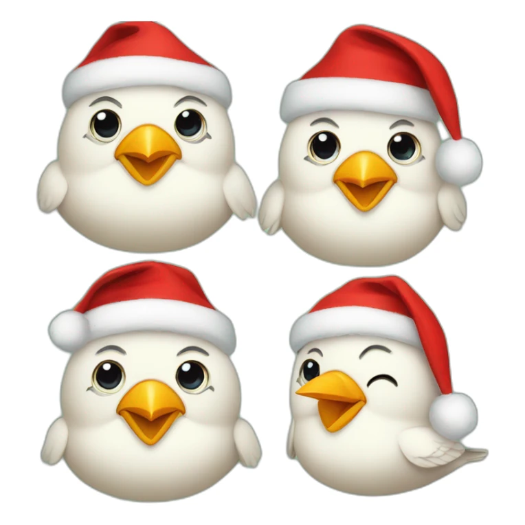 cute Fat Bird Santa wearing red scarf just head sticker