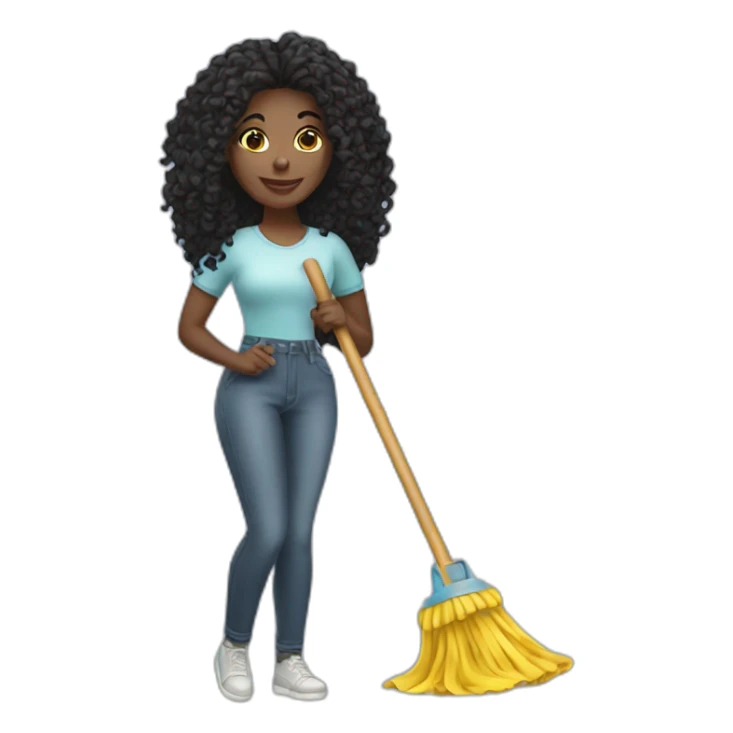 pretty black woman holding a mop sticker