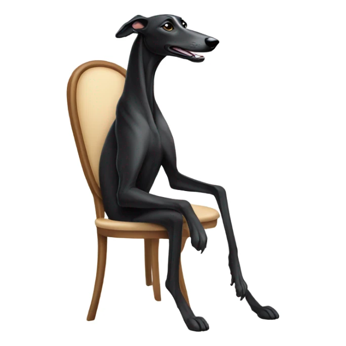 Black greyhound sitting in chair sticker