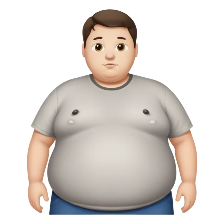 obese 20 year old brunette white male with large belly showing sticker