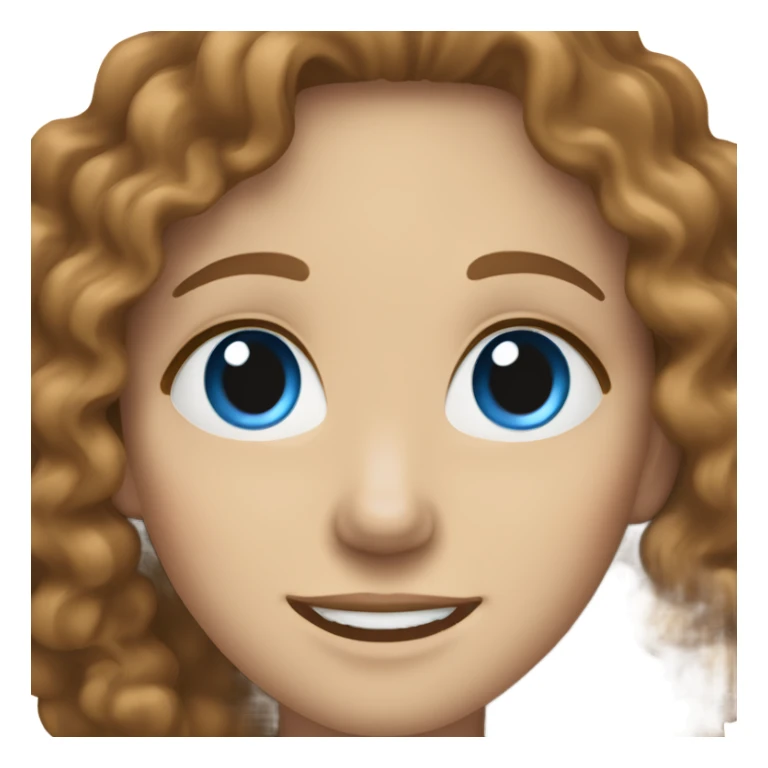 White woman smiling with blue eyes and curly wavy brown hair sticker