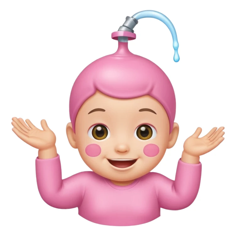 Smiling baby oil pink with silly face sticker