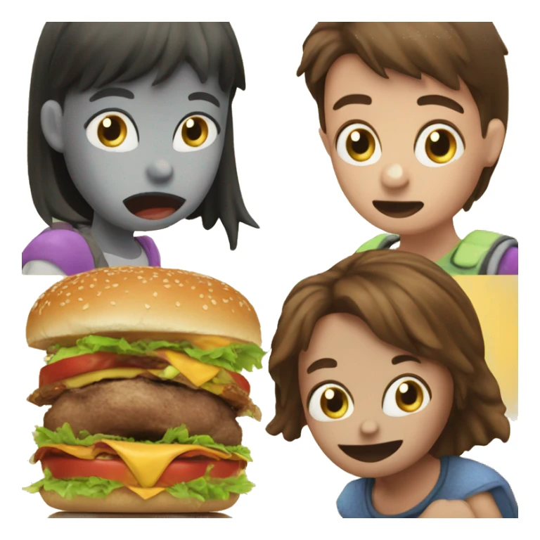 Horse eat hamurger with 3 ugly kids sticker