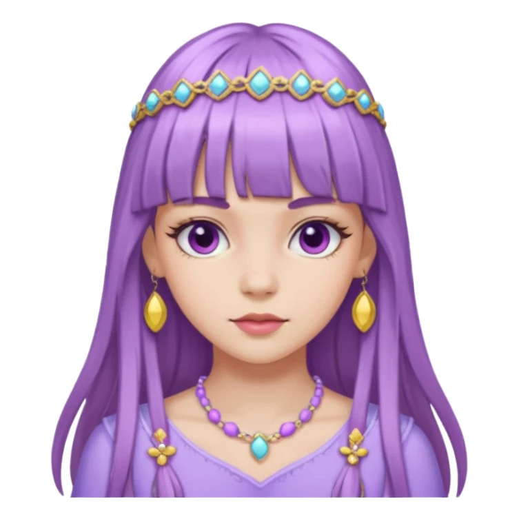lilac girl with long hair and bangs worker and acessories sticker