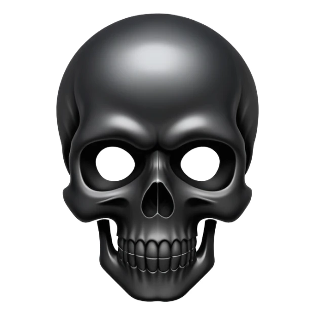 smooth glossy black skull with street style graffiti and cool brand logos, top view sticker