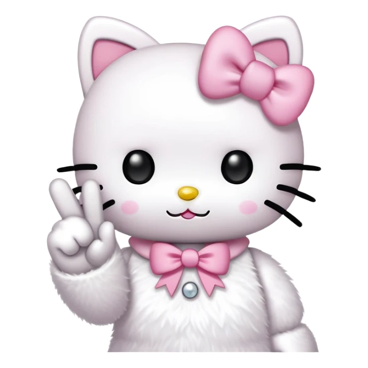 Hello kitty holding a peace sign with her fingers sticker