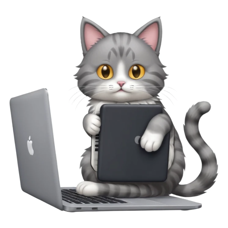 cat making music on his laptop view from the behind  sticker