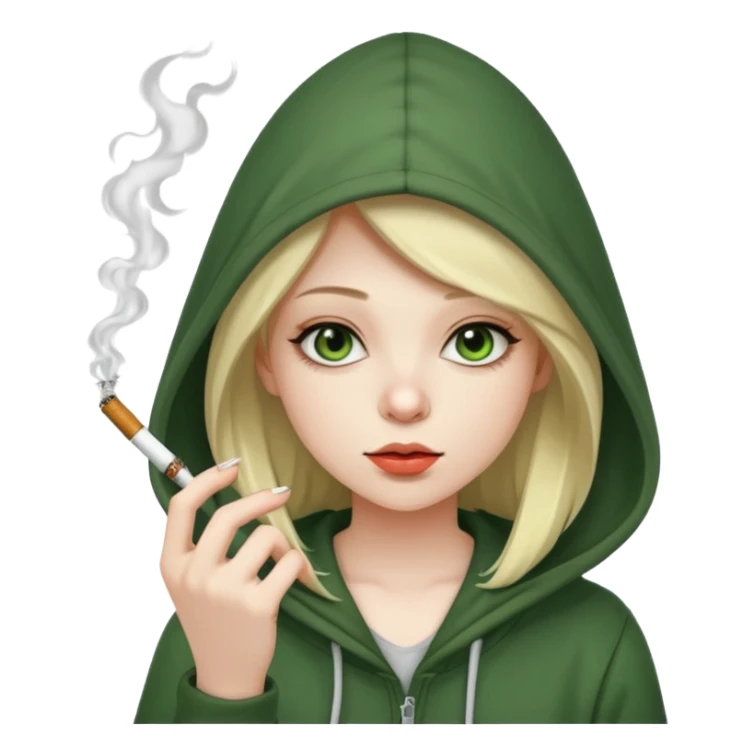 girl smoking weed with hood  sticker