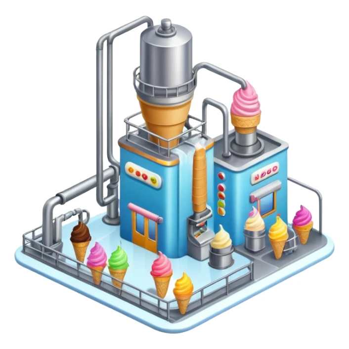Ice cream factory with machines and production lines sticker