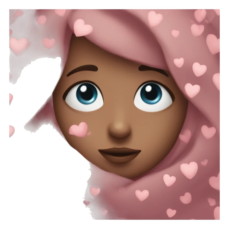 Emoji cute eyes with hearts around sticker