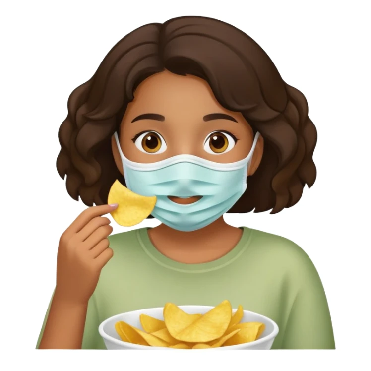 home brown girl with face mask and chips sticker