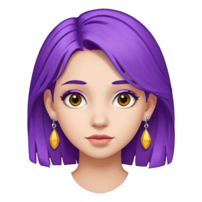 purple hair girl with earrings sticker