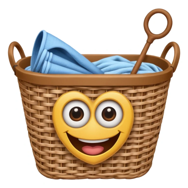 Laundry basket with magic wand and eyes and a mouth sticker