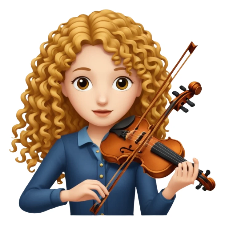 girl with curly very long hair playing violin sticker