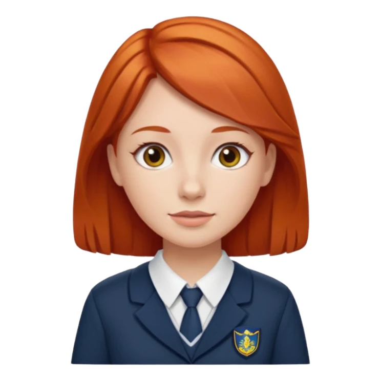red headed woman with a school in the background sticker