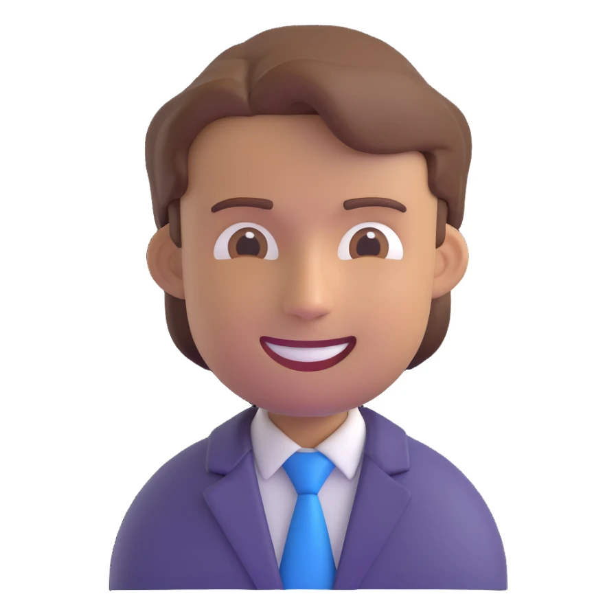 3D emoji-style Michael, modern look, confident smile, brown hair sticker