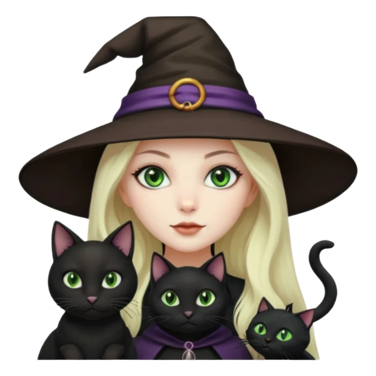 Make emoji of girl witch black cat sticker