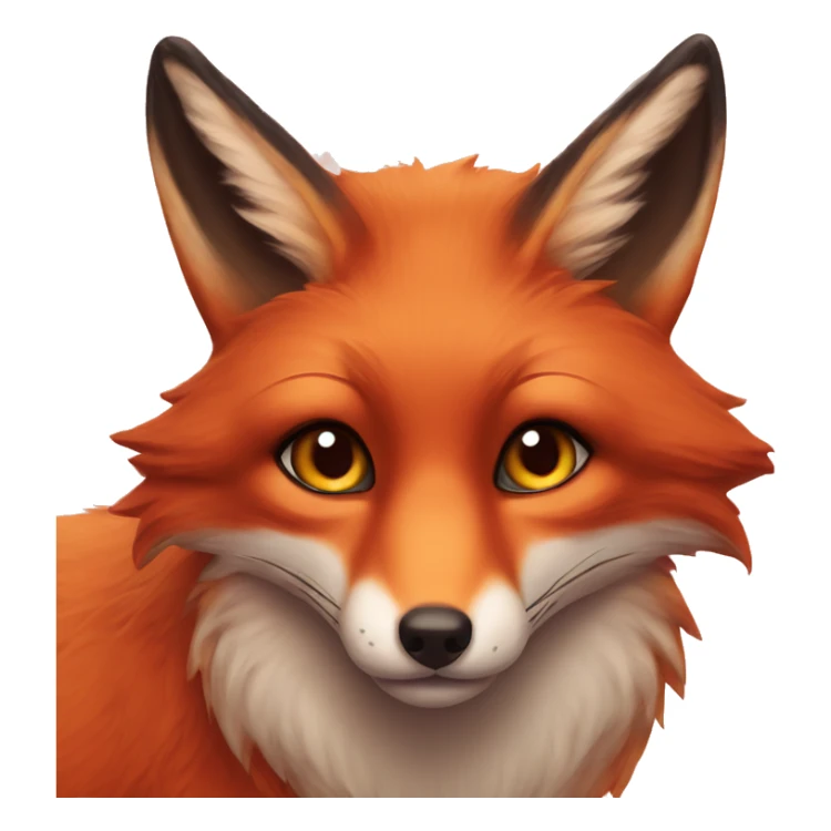 lush red fox face, heart in eyes, female features sticker