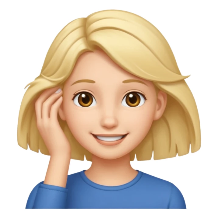 smiling girl tucking hair behind her ear sticker