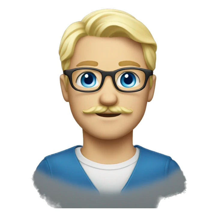 Blond, moustache, eyeglasses and blue eyes sticker