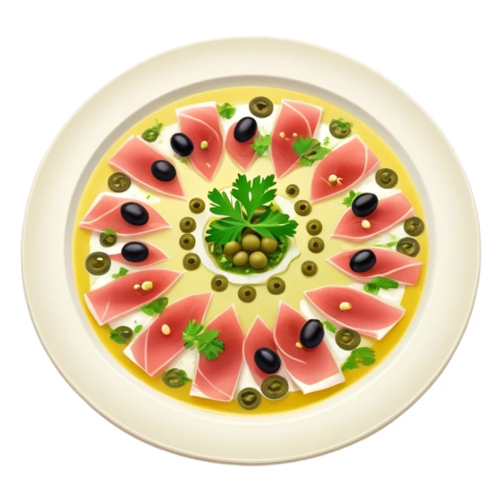 Yellowtail carpaccio with capers and olives  sticker