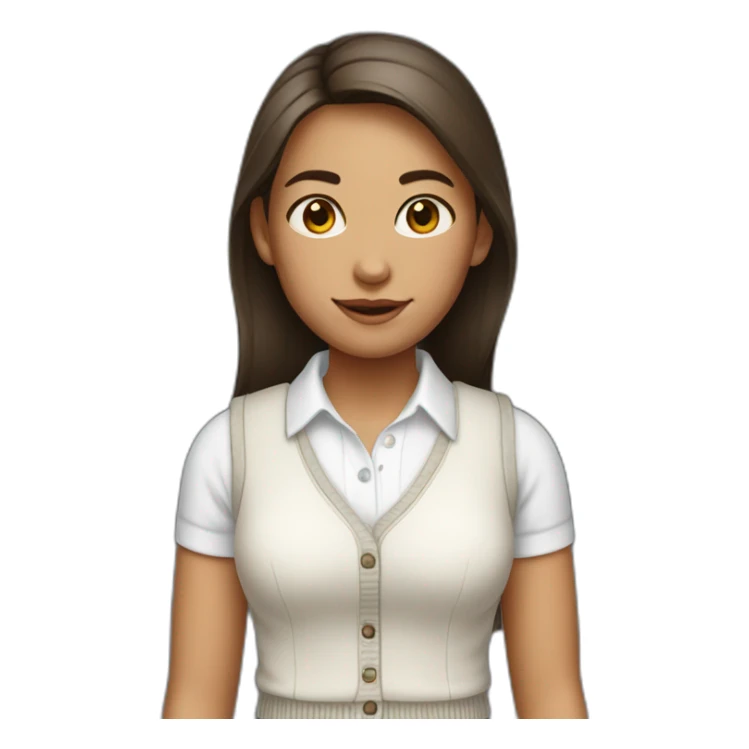 girl wearing a collared white shirt under a white sweatervest sticker