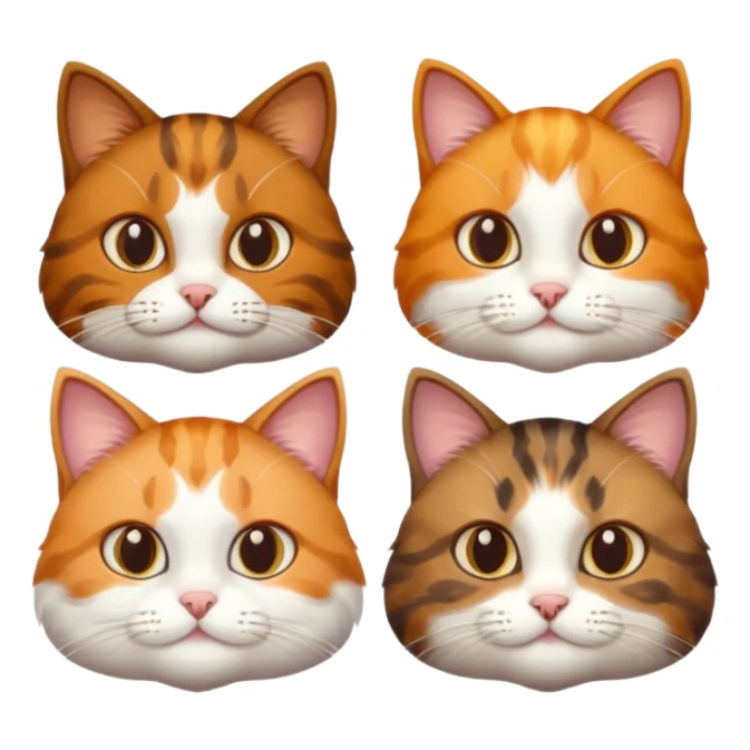 3 cats different colours including brown tabby and white, calico, and ginger and white sticker
