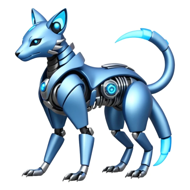 Mechanical shiny alloy metallic futuristic steel highly advanced technological cyborg cybernetic Genet-Absol-Zeraora-Primagen-fusion-creature  sticker