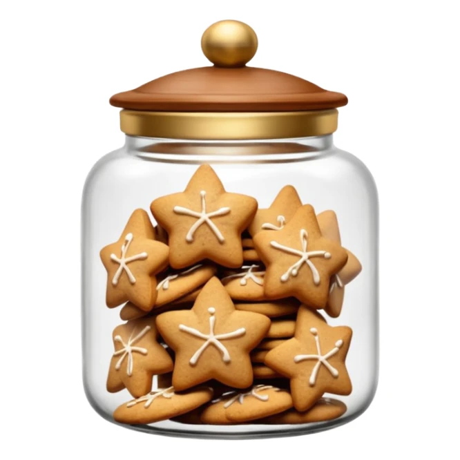 Realistic glass cookie jar with brown lid full of ginger stars cookies sticker