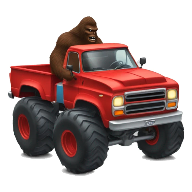 Bigfoot driving a red monster truck sticker