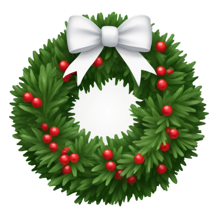 Christmas wreath with large white bow and juniper berries sticker