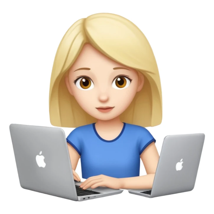 A girl is preparing for IELTS online with a laptop. sticker