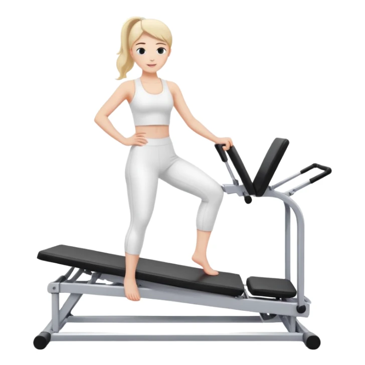  Girl in white playing pilates on pilates machine sticker