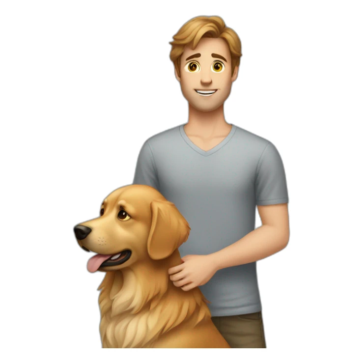 brown hair tall guy with golden retriever sticker