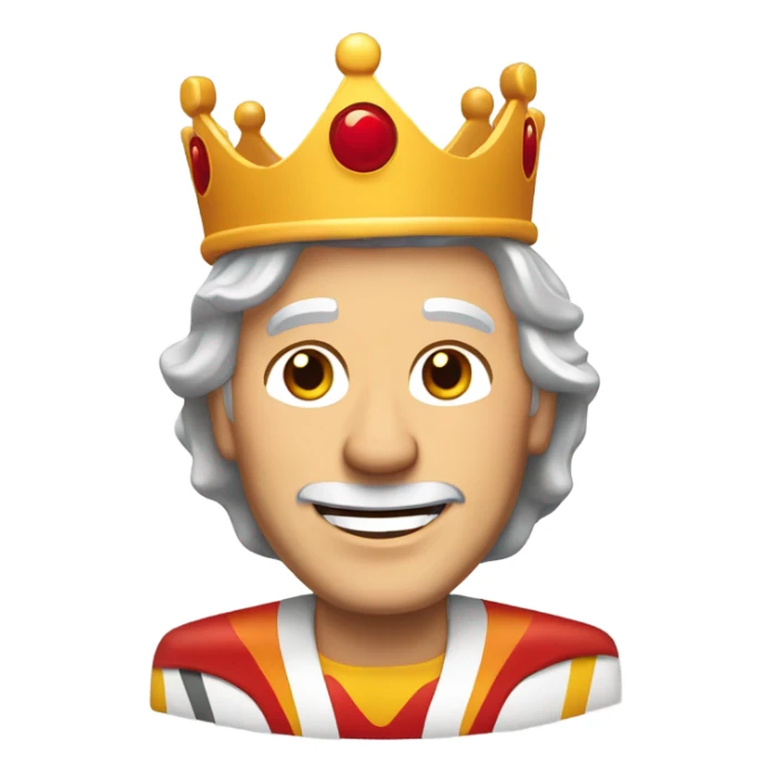 Older white guy with shoulder length grey hair in a Burger King crown smiling  sticker