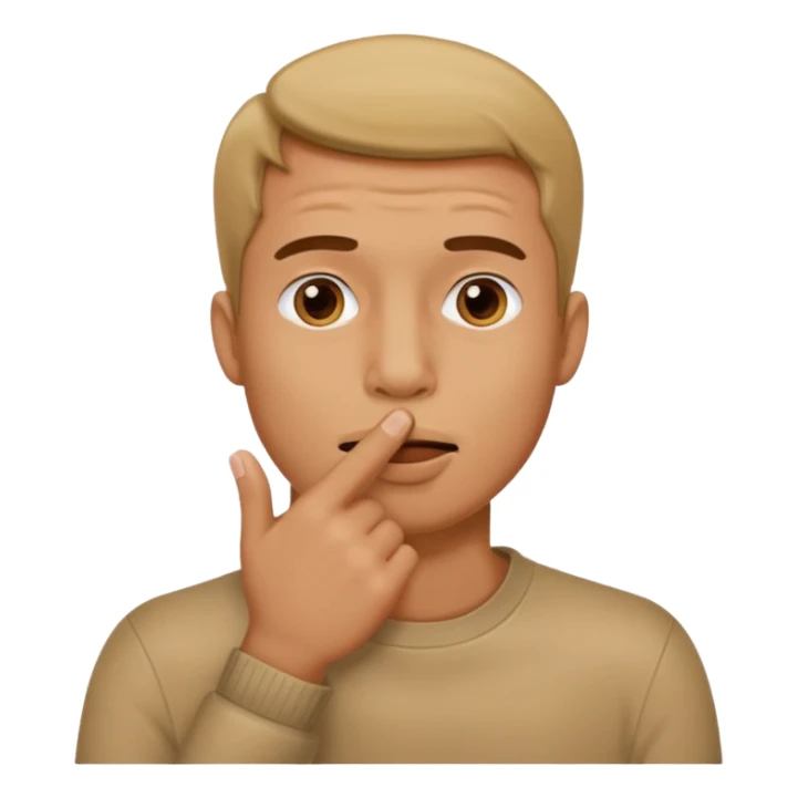 man showing shh to be quiet covering his mouth with finger sticker