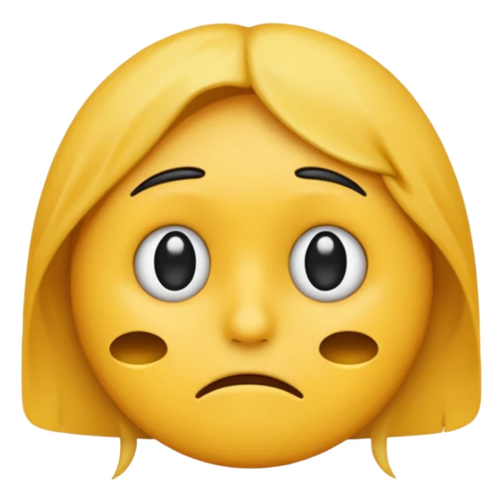 Sad, confused, emoji face not human, black eyes sticker