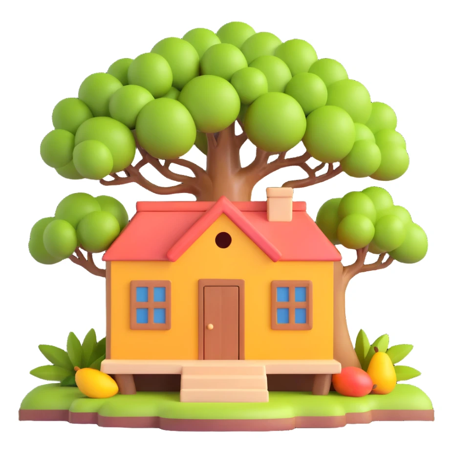 mango wood house from barrio with mango tree sticker