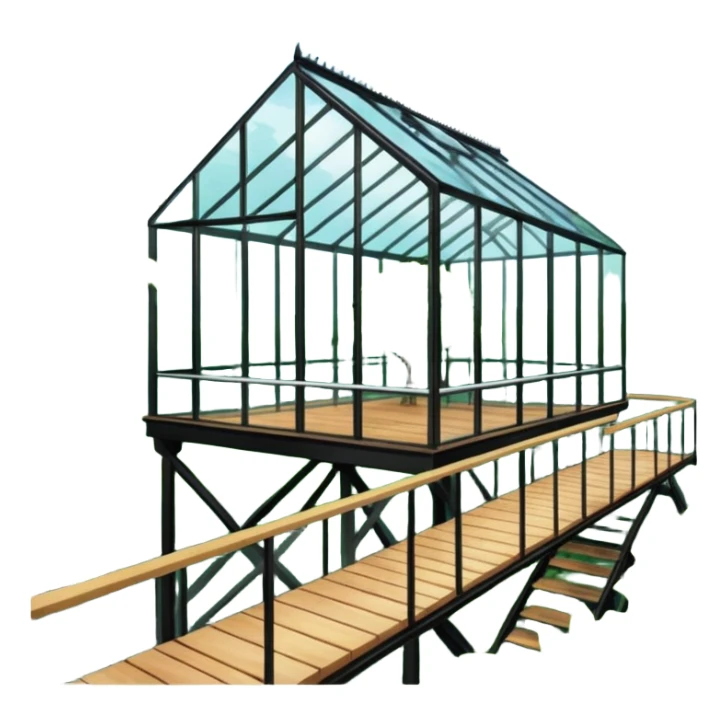 a big glasshouse and a treetop walkway. sticker